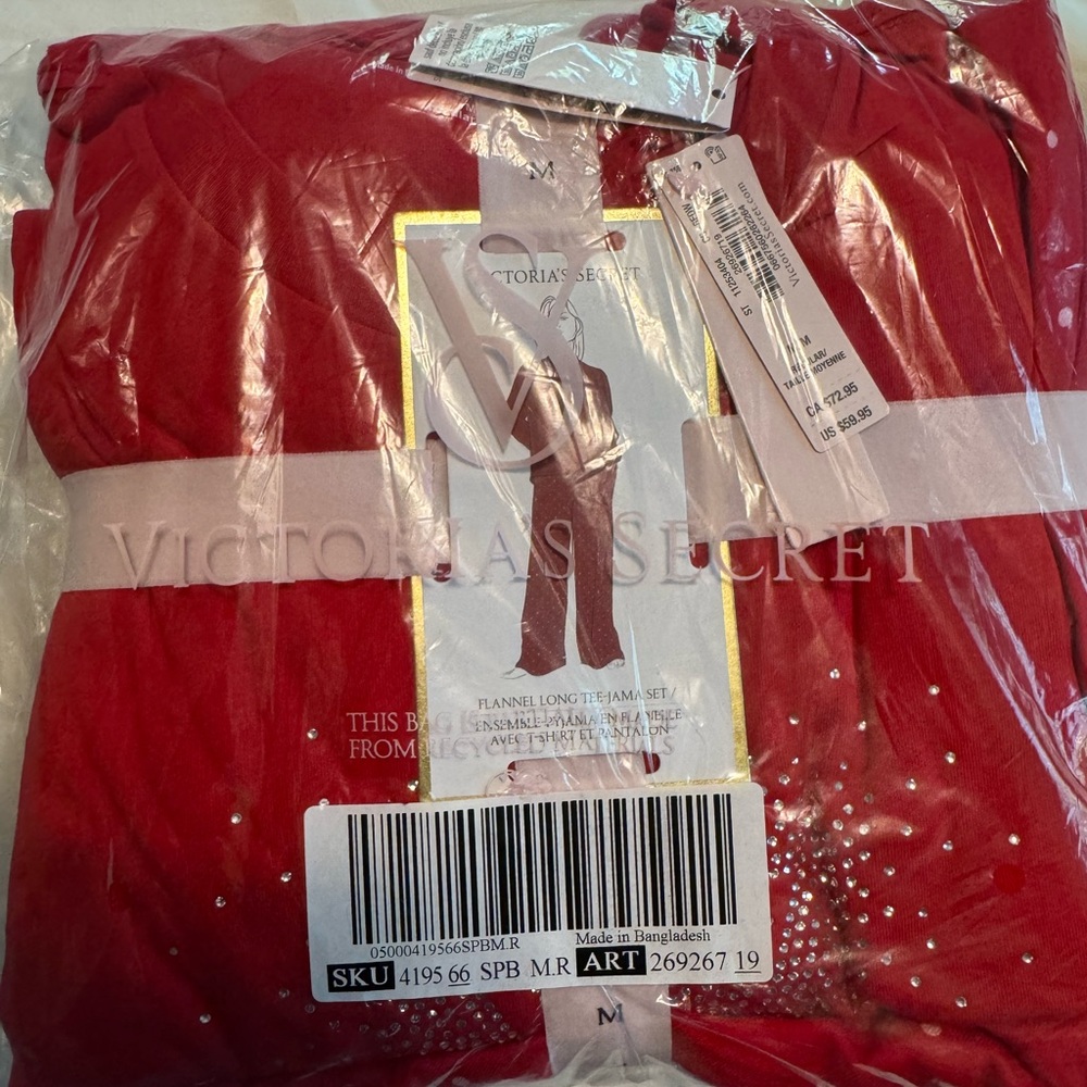 Victoria's Secret Red Flannel Long Pajama Set